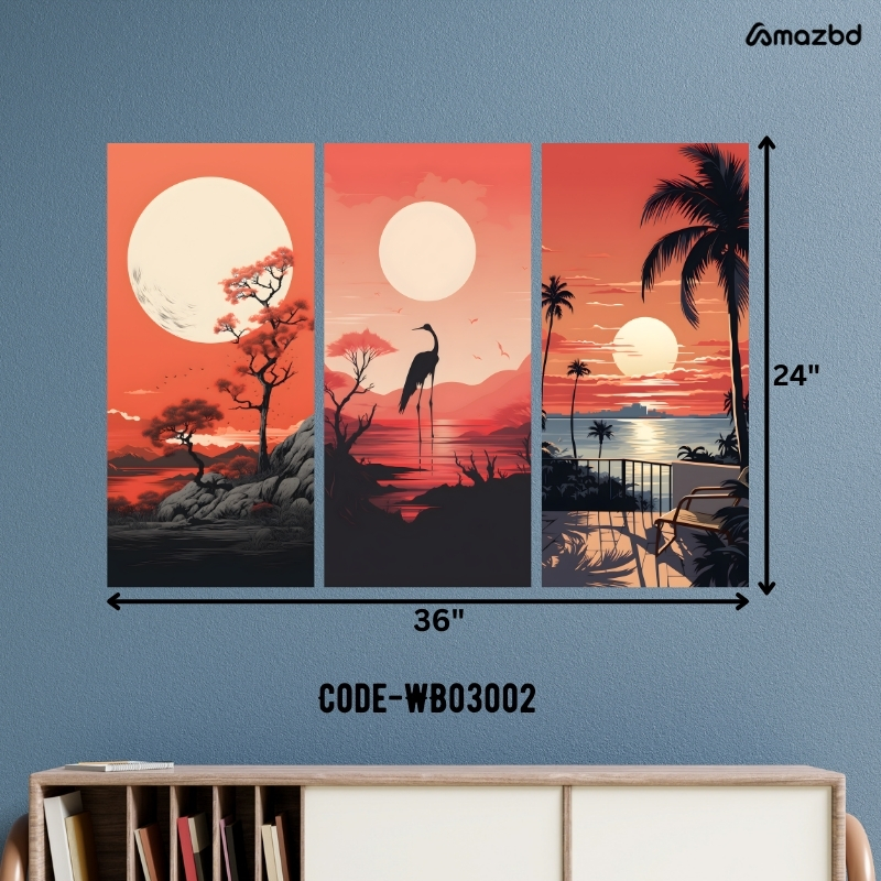 AI Sunset 3 pieces Wall board Set